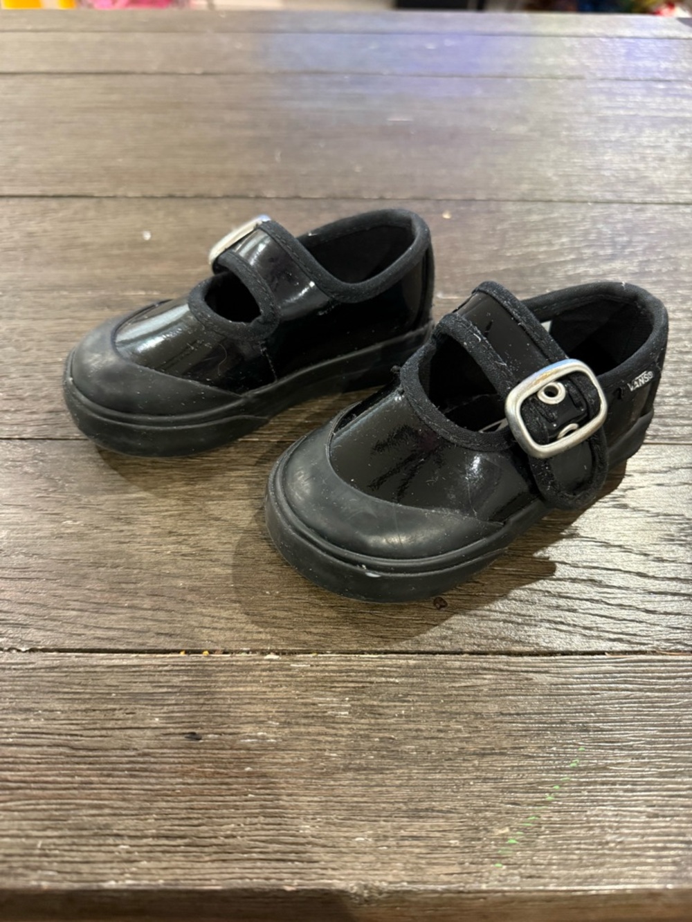 Vans Kids Black Patent Mary Jane with Silver Buckle - Picture 3 of 5